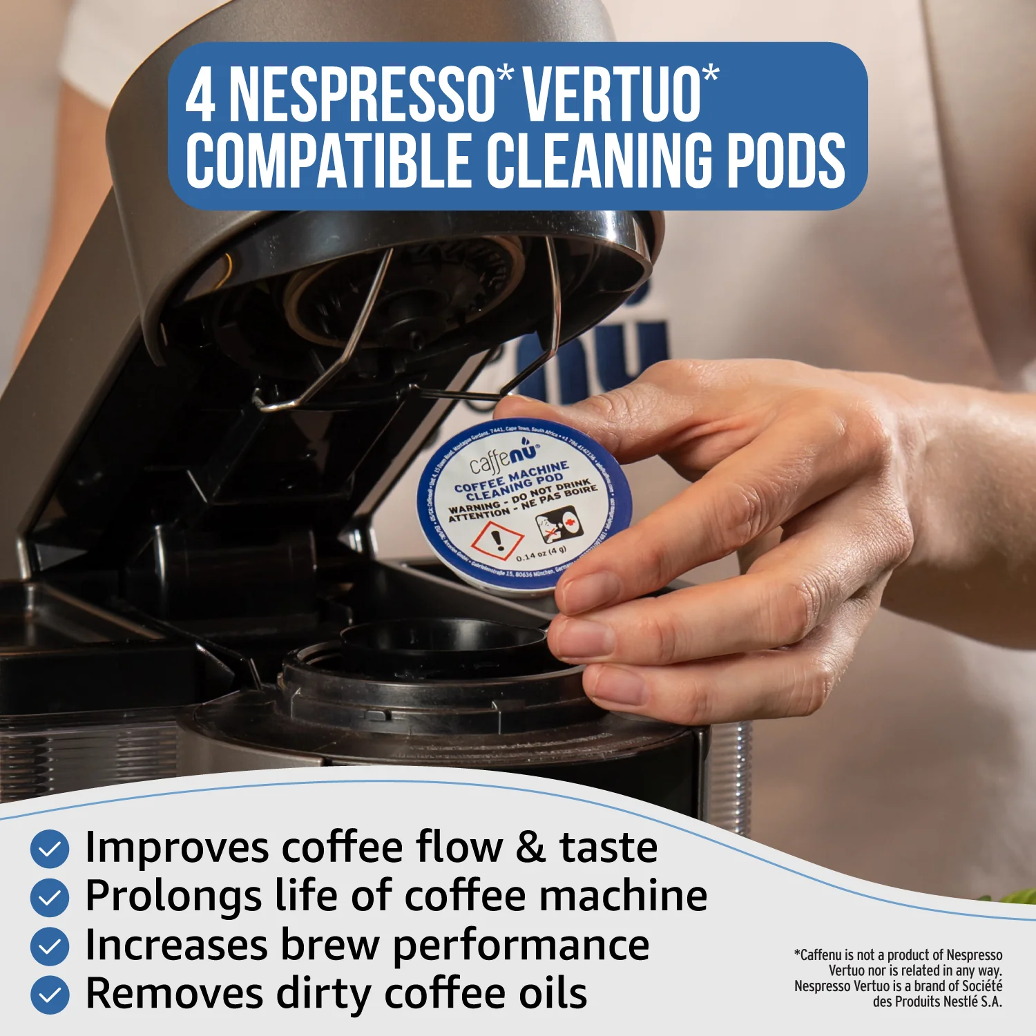 Caffenu Coffee Machine Cleaning Pods - Nespresso Vertuo compatible - Image 3