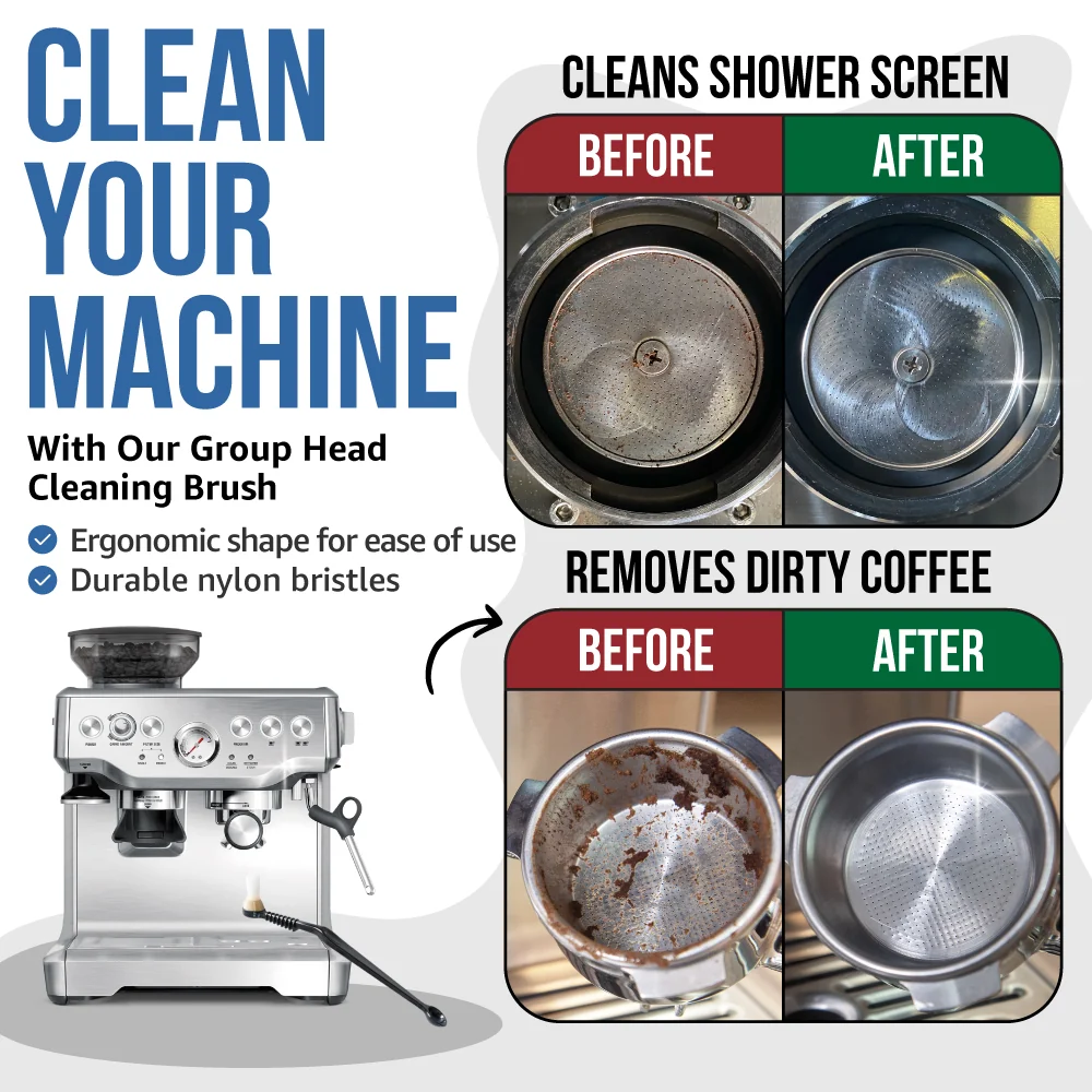 Caffenu Espresso Coffee Machine Group Head Cleaning Brush + Extra Head - Image 2