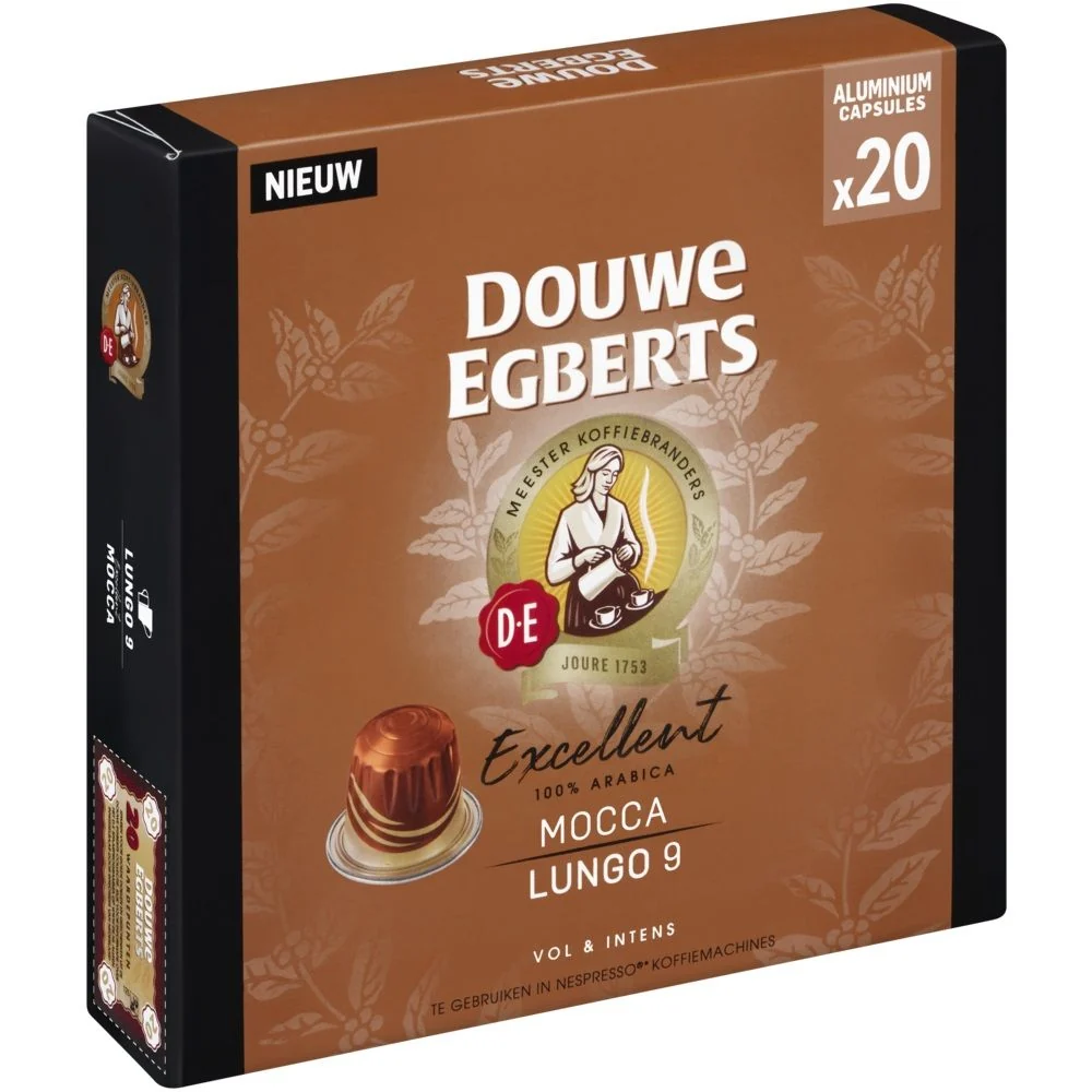 Douwe Egberts Excellence Mocca - Aluminium Nespresso compatible coffee capsules (20 Pack)
