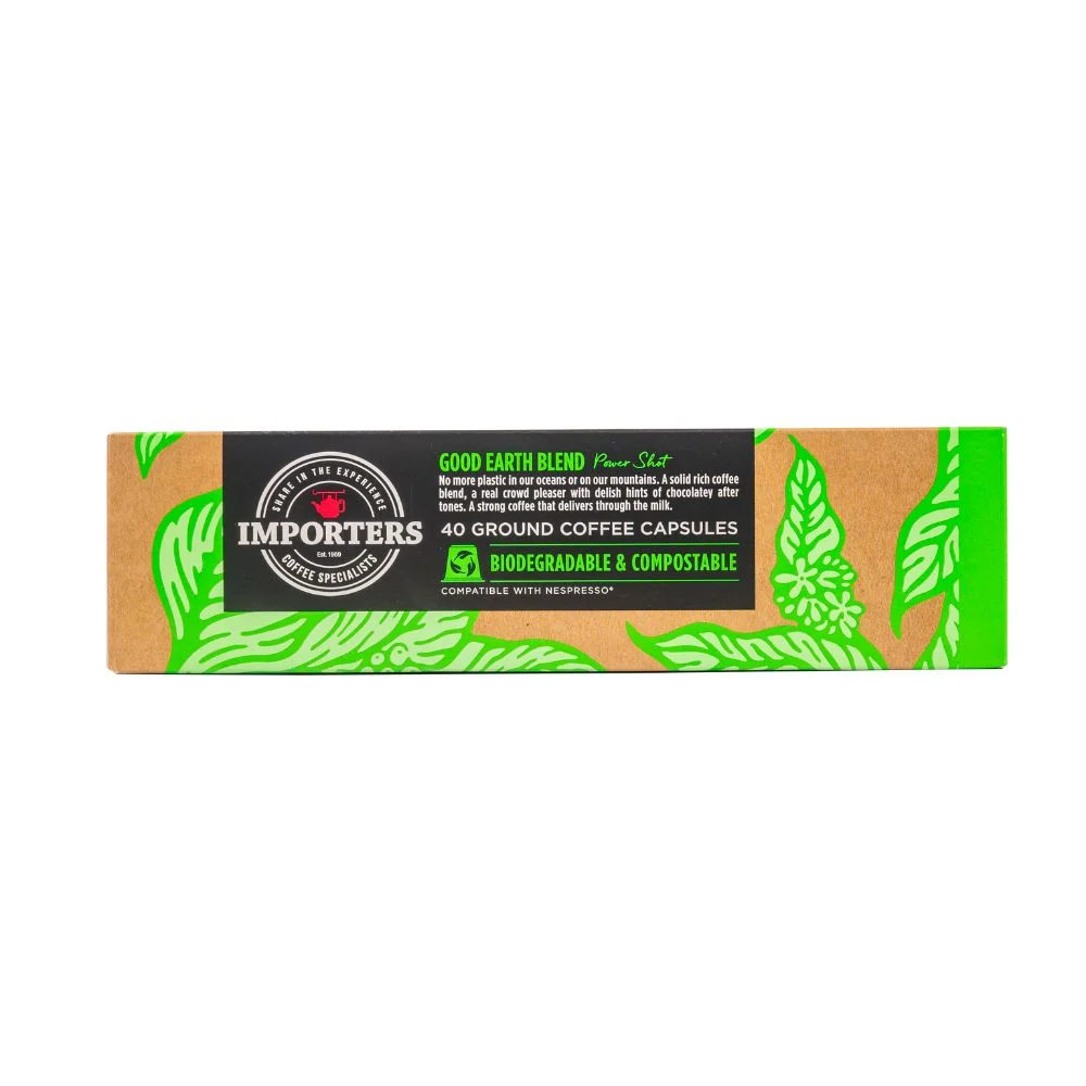 Importers Power Shot - 40 Compostable Nespresso compatible coffee capsules