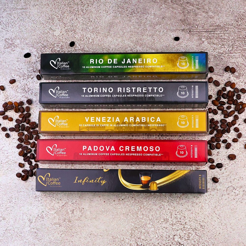 Italian Aluminium Variety Pack (No Decaffe) - 50 Aluminium Nespresso compatible coffee capsules - Image 6