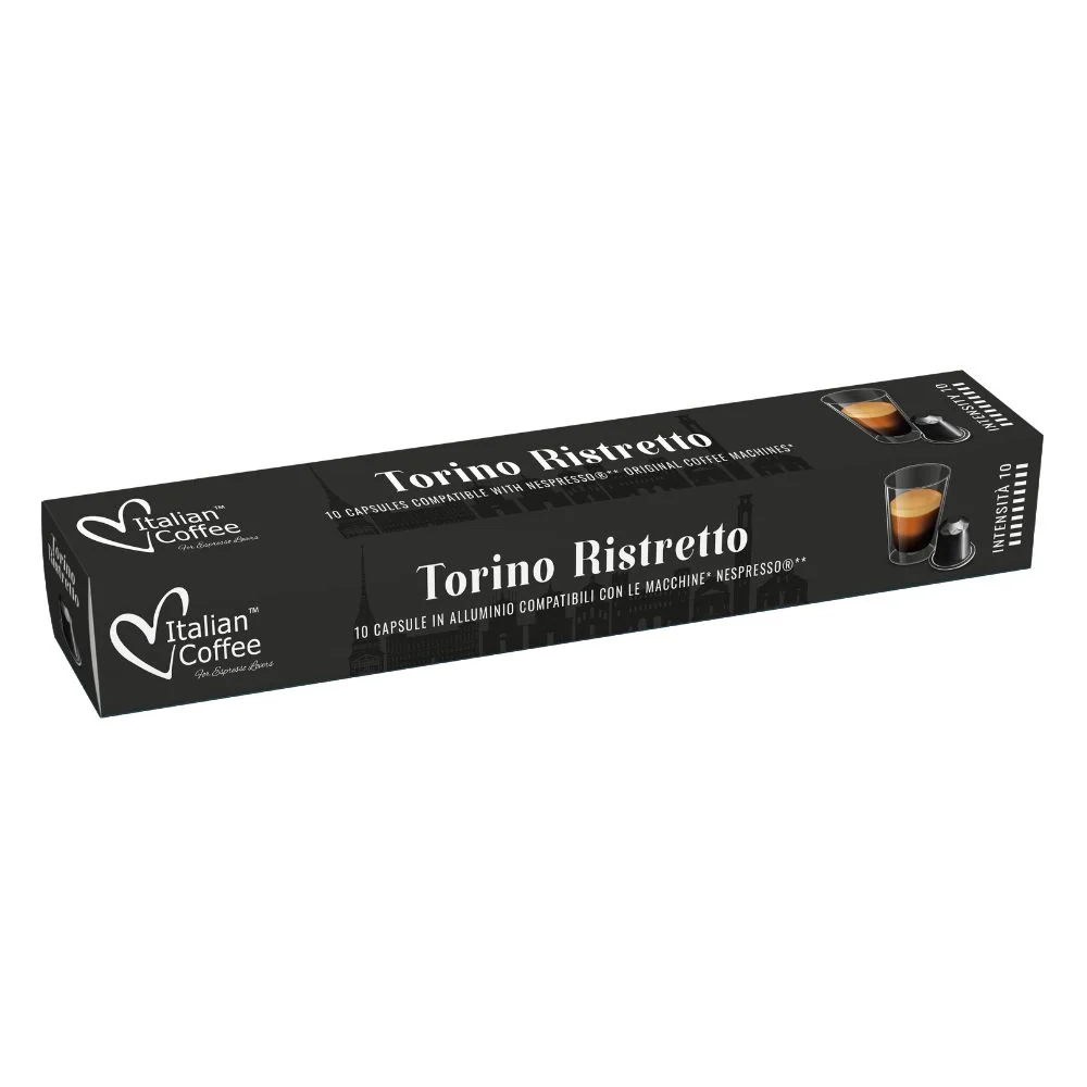 Italian Coffee Torino Ristretto - 10 Aluminium Nespresso compatible coffee capsules
