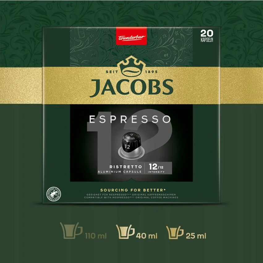 Jacobs ESP Ristretto - 20 Aluminium Nespresso compatible coffee capsules - Image 4