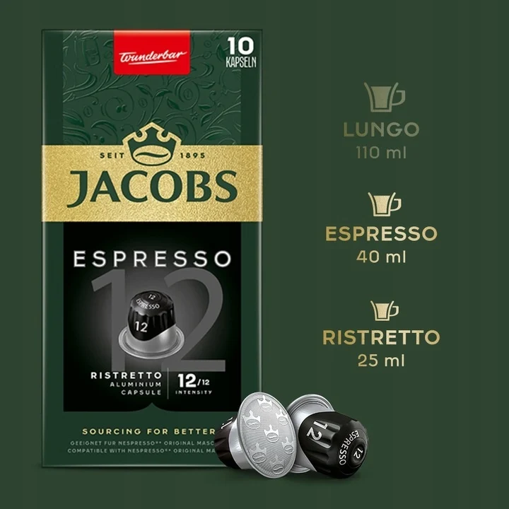Jacobs ESP Ristretto - 10 Aluminium Nespresso compatible coffee capsules - Image 3