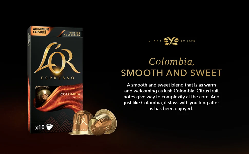 L'OR Colombia - 10 Aluminium Nespresso compatible coffee capsules - Image 4