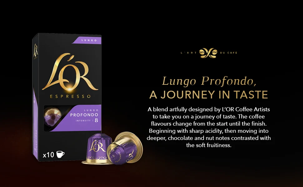 L'OR Lungo Profondo - 10 Aluminium Nespresso compatible coffee capsules - Image 4