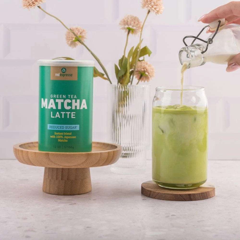 red espresso - Instant Green Tea Matcha Reduced Sugar Latte 150g Tin - Image 4