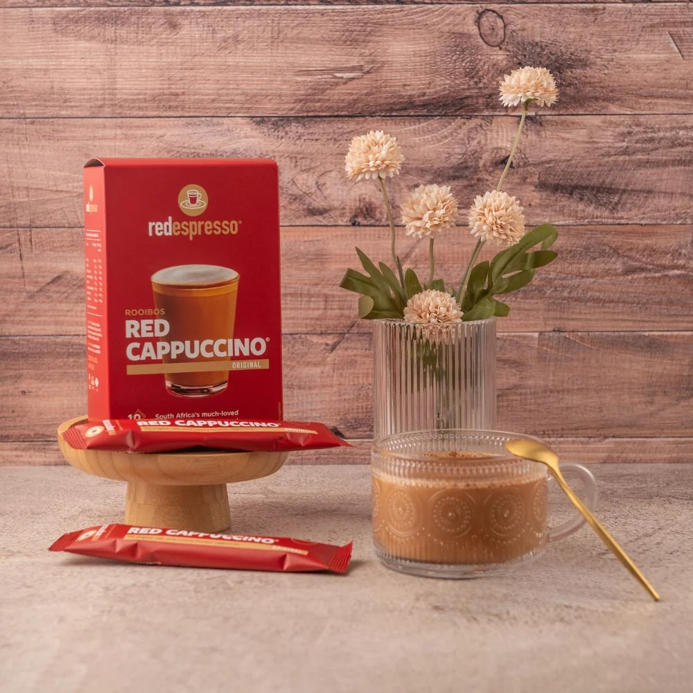 red espresso - Instant Rooibos Red Cappuccino Sachets 10 x 16g - Image 3