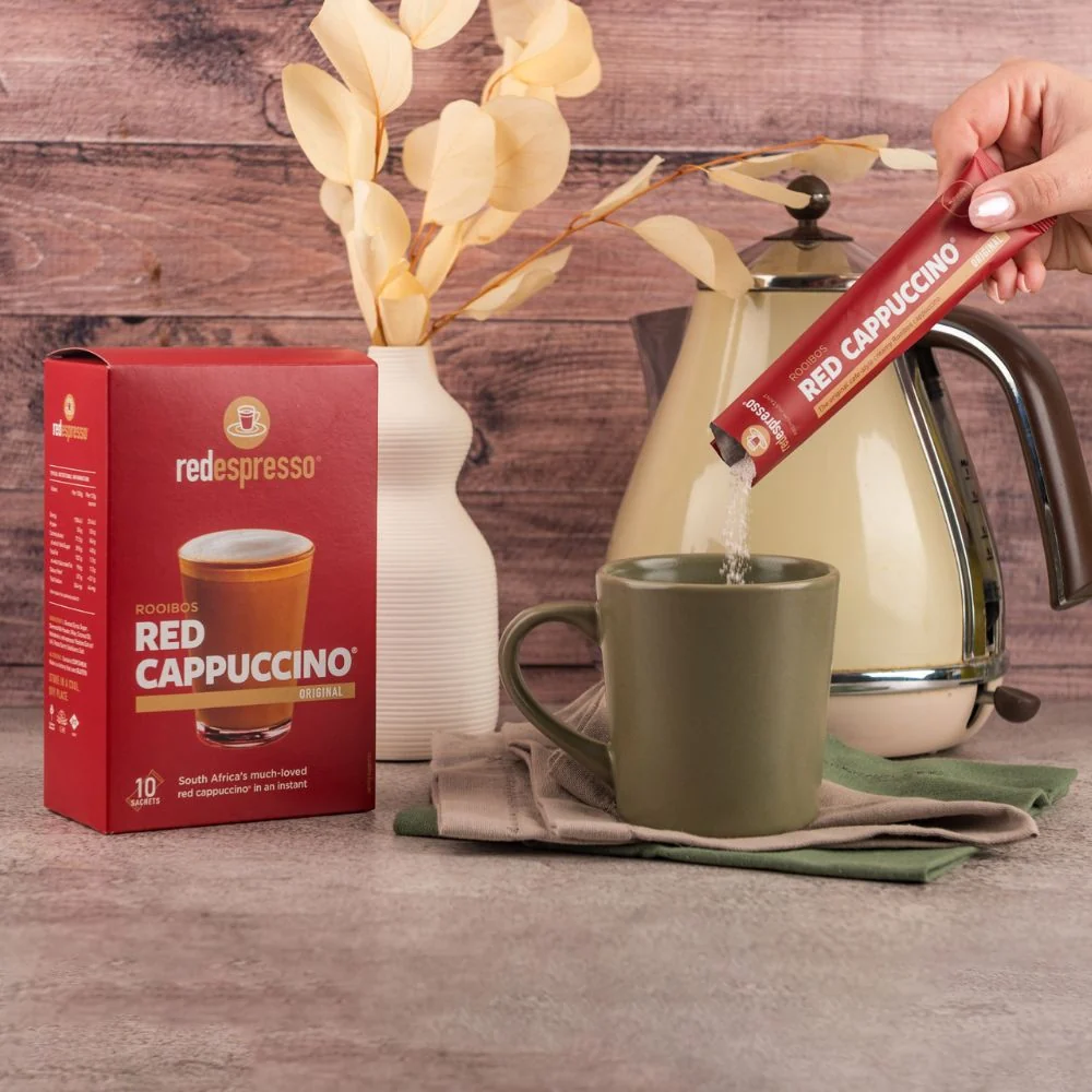 red espresso - Instant Rooibos Red Cappuccino Sachets 10 x 16g - Image 5