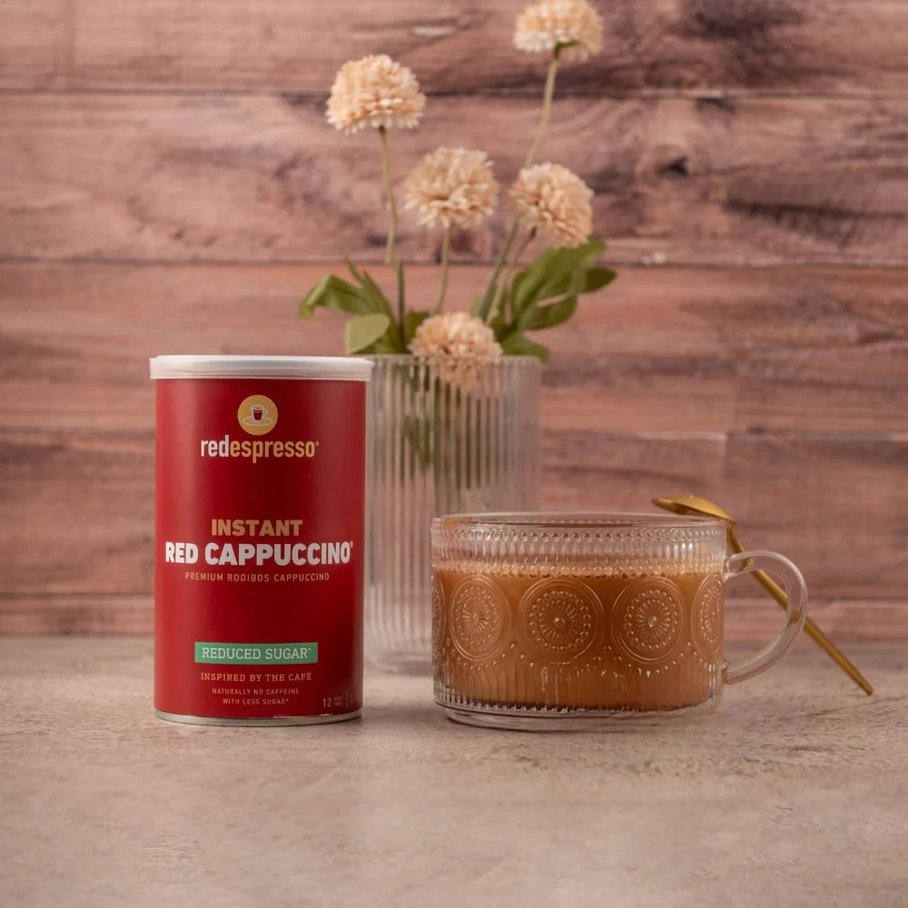 red espresso - Instant Rooibos Red Cappuccino Reduced Sugar 120g Tin - Image 3