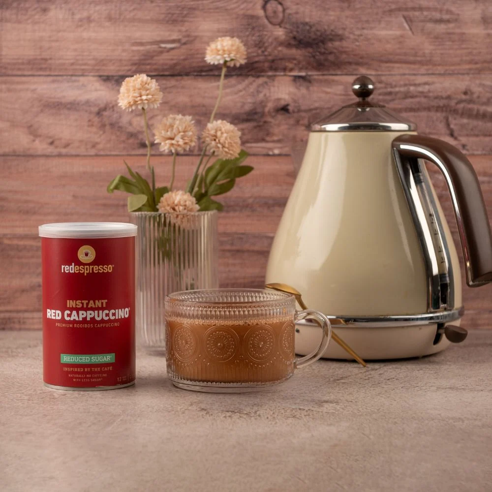 red espresso - Instant Rooibos Red Cappuccino Reduced Sugar 120g Tin - Image 4
