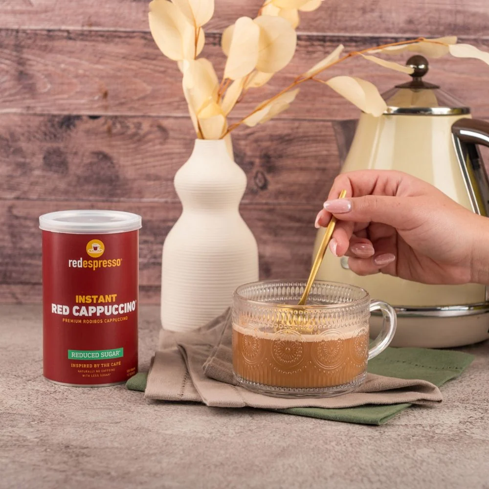 red espresso - Instant Rooibos Red Cappuccino Reduced Sugar 120g Tin - Image 5