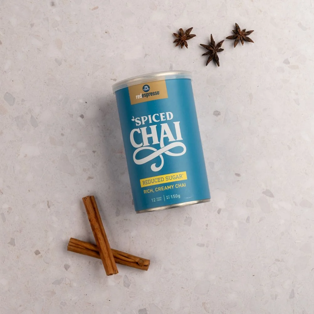 red espresso - Instant Spiced Chai Reduced Sugar Latte 150g Tin - 12 Servings - Image 5