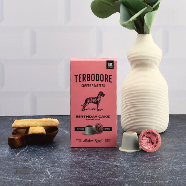 Terbodore Birthday Cake - 10 Compostable Nespresso Compatible Coffee Capsules - Image 4