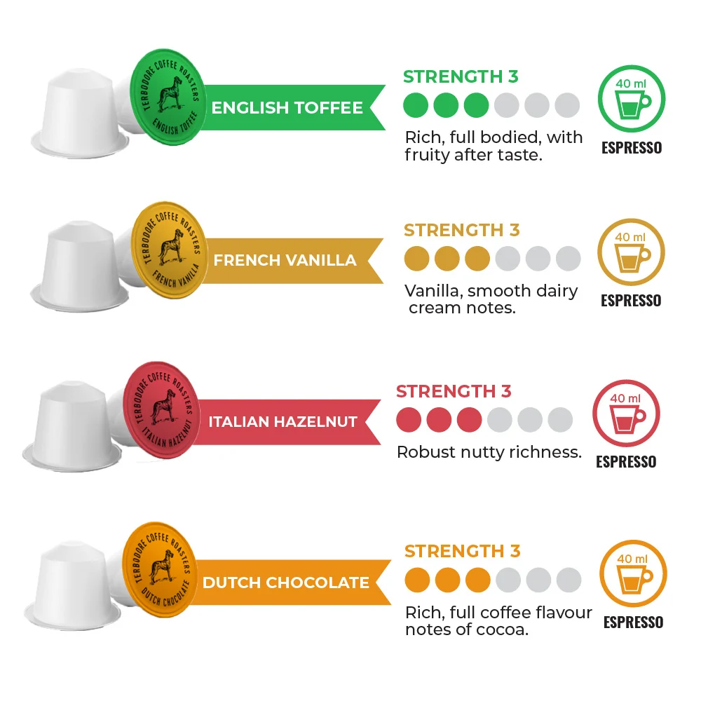 Terbodore Flavour Special - 40 Compostable Nespresso compatible coffee capsules - Image 3