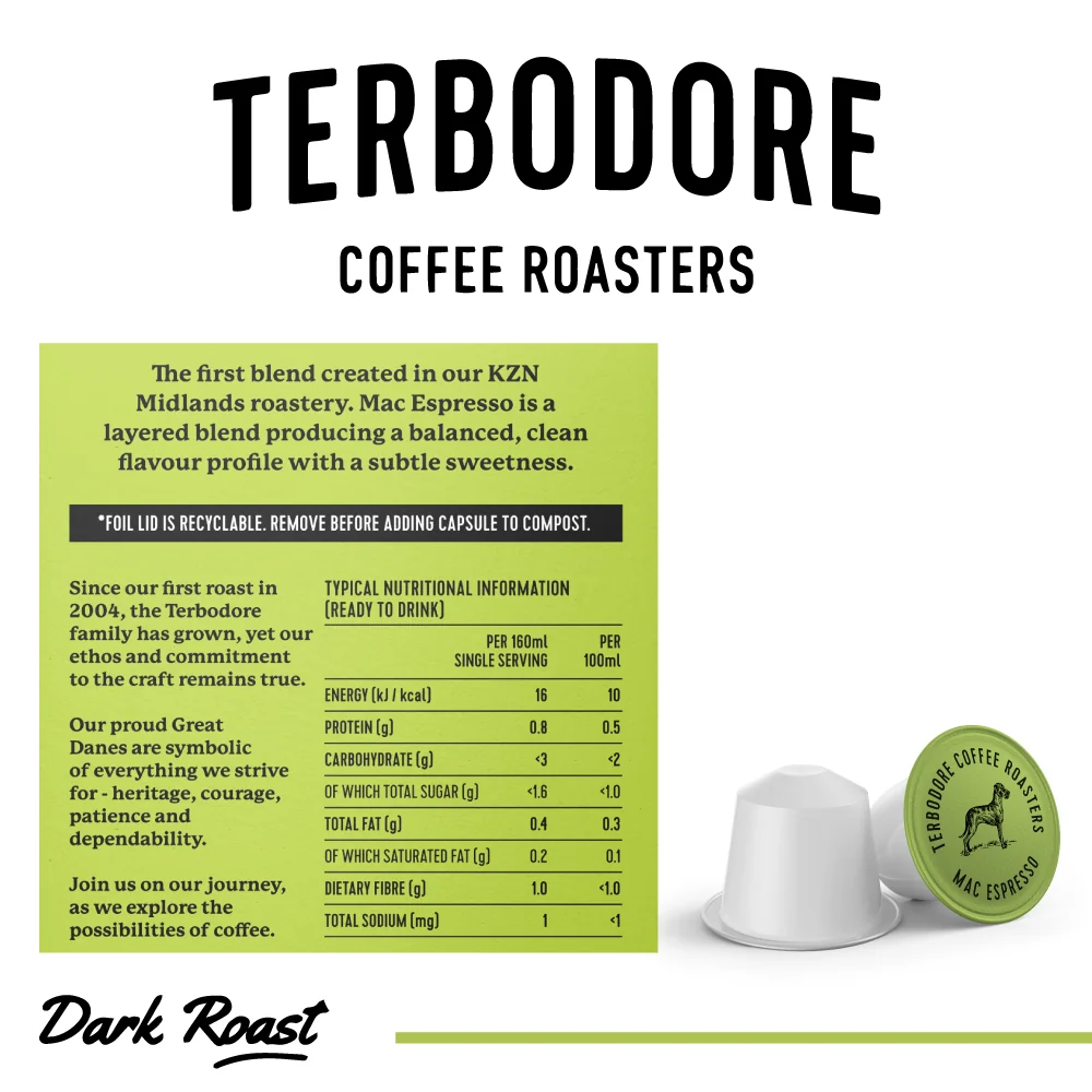 Terbodore Mac Espresso – 10 Compostable Nespresso compatible coffee capsules - Image 2