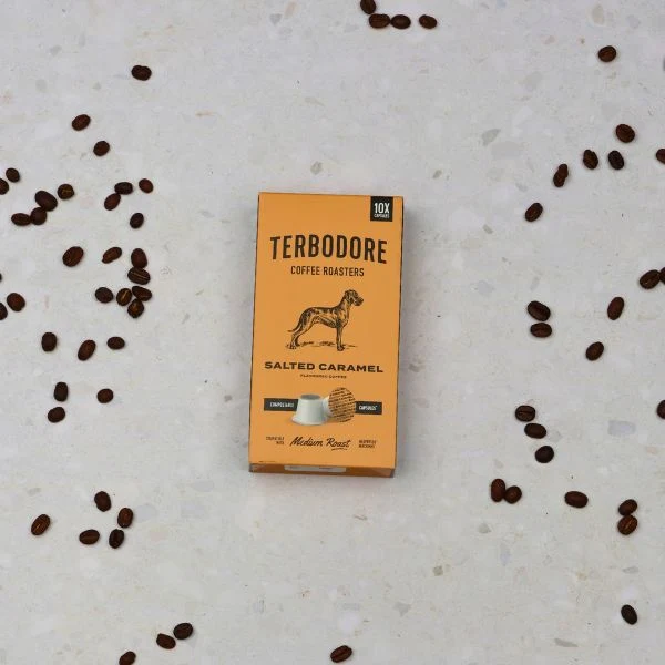 Terbodore Salted Caramel - 10 Compostable Nespresso Compatible Coffee Capsules - Image 7