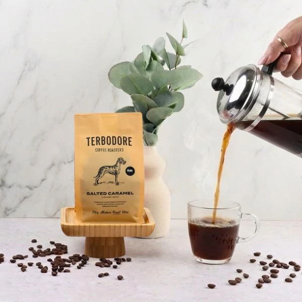 Terbodore Salted Caramel Coffee Beans - 250g - Image 6