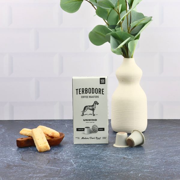 Terbodore Unwind Decaf - 10 Compostable Nespresso Compatible Coffee Capsules - Image 4